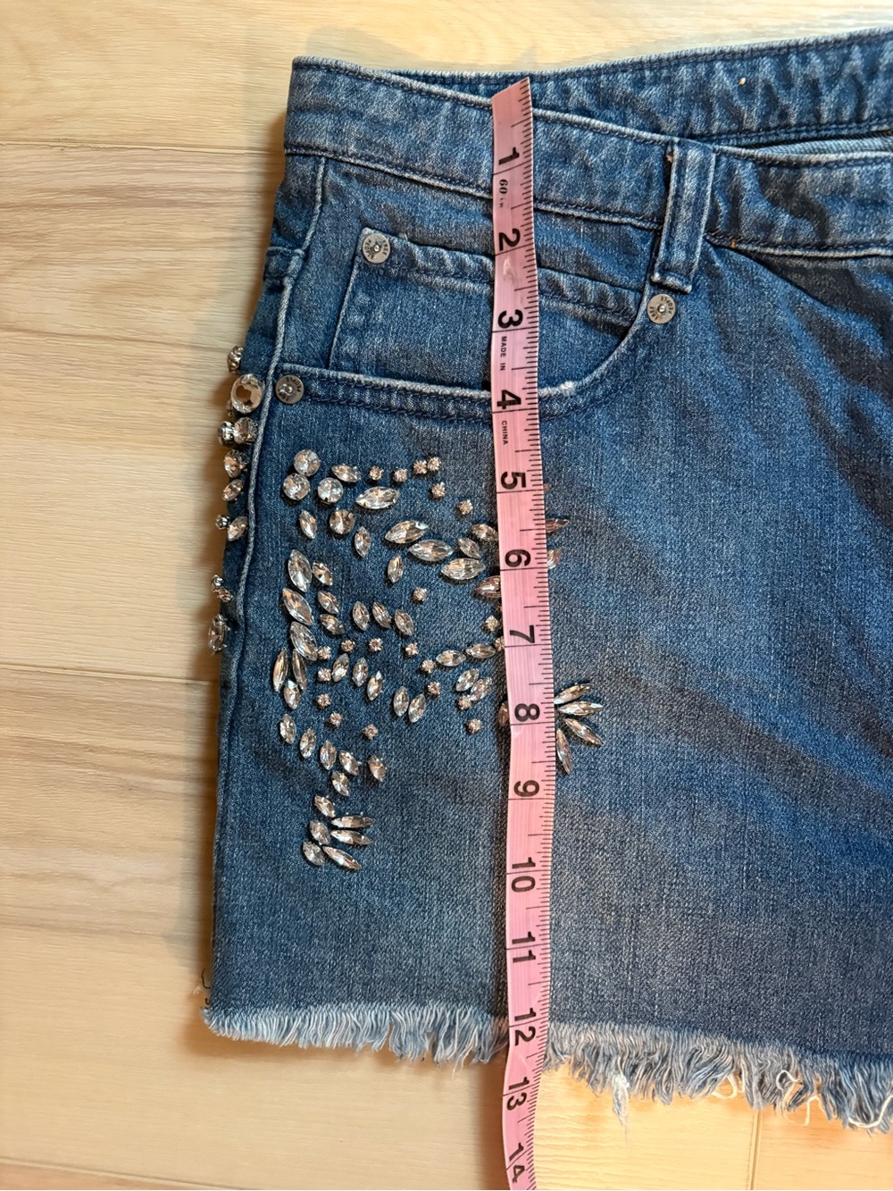 Embellished Dark Blue Denim Mini Skirt - Picture 3 of 6